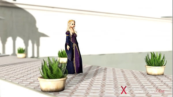 Super hot dickgirl plays with a sexy princess in the medieval castle 