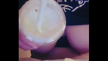 Watch my titties while I jam my throat 