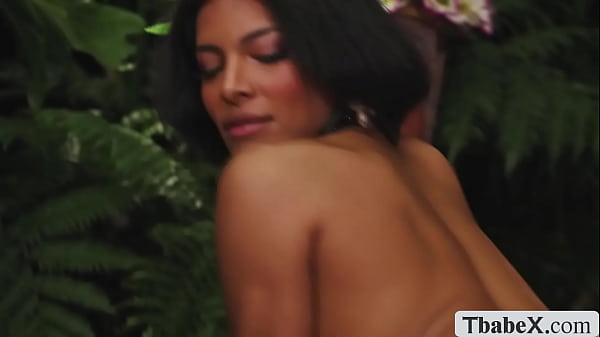 Ebony Amazon Tgirl Lola Morena and stranger Cliff Jensen meet each other in the jungle.Lola starts sucking Cliffs big dick