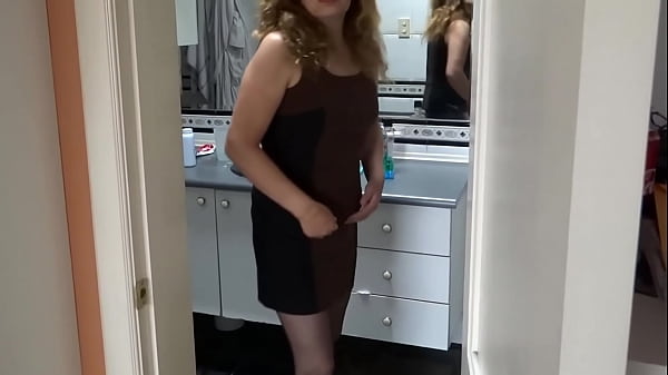 Mature mother wants to make her stepson aroused to see her huge cock, she shows off and masturbates  