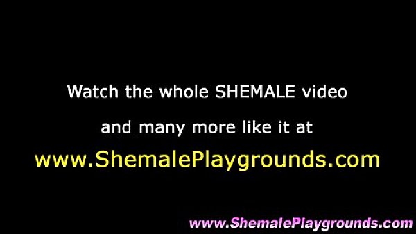 Busty solo shemale jerks off