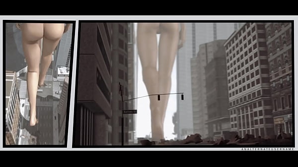 giant nude lady stroll across city