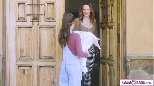 Petite flower delivery girl Spencer Bradley asked to pose in lingerie for a photoshoot by busty milf Siri Dahl.Shes kinda turned on and gets licked