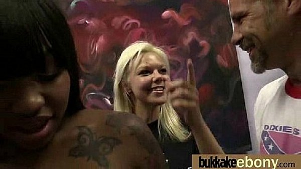Gorgeous ebony lady sucks white dicks and gangbang fucking 16