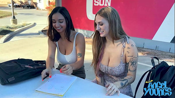 Frat Boy Max Picks Up Angel Youngs and Hailey Rose in College Campus