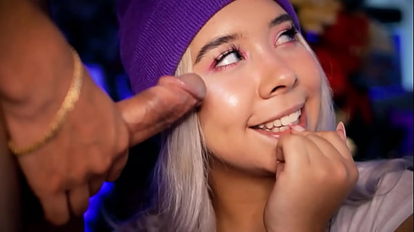 Blonde with a cute face lets herself be penetrated in a doggy style while recording a porn video