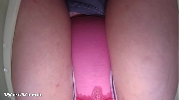 Piss in panties and panty wetting on toilet cam  