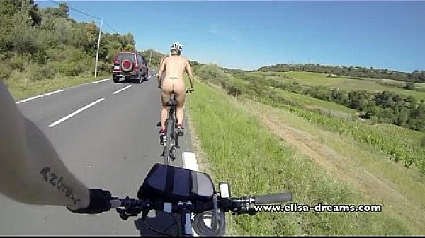 Flashing and nude in public biking on the road