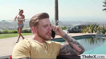 I let his super hot and sexy Trans pool babe to suck my hard big cock passionately