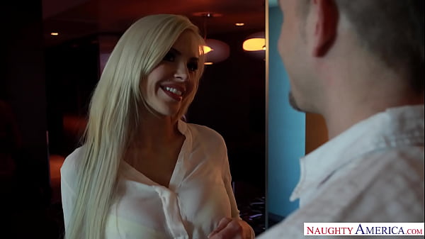 Caucasian Nina Elle fucking in the bedroom with her tits