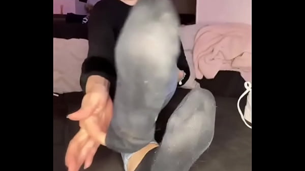 Kneel in front of the couch, then you can already smell my sweaty feet! &bull;Full video tonight on OF! #feet #bla ...  