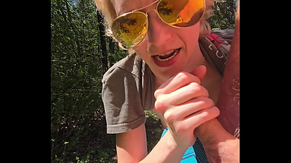 Wife gives quick handjob while out on a walk