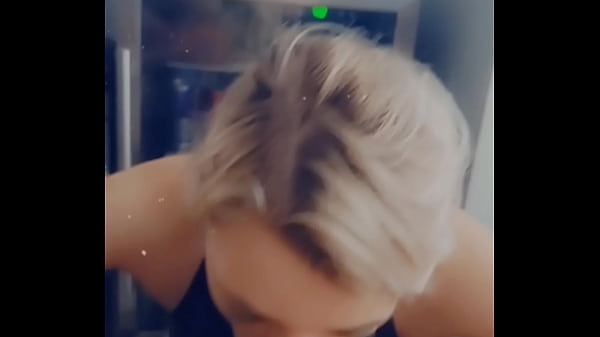 Sloppy spitting blow job from young blonde model  