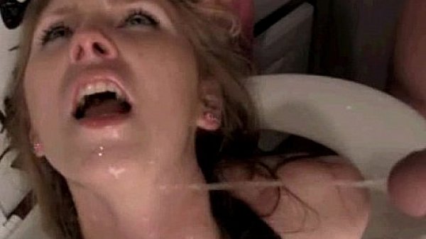 Cute blonde teen throat fucked