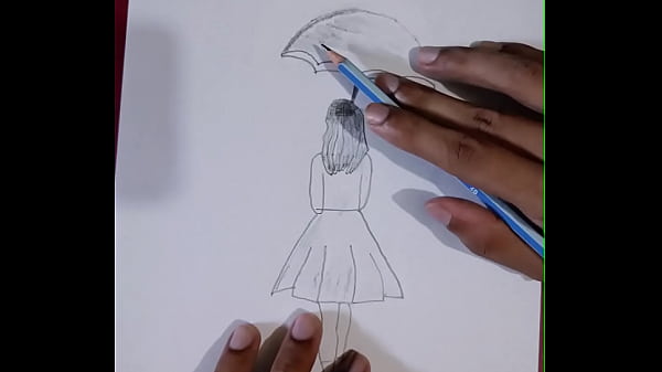 Pencil Sketching Charming Girl with Umbrella Drawing Step by Step Art Creativity for you. Enjoy it