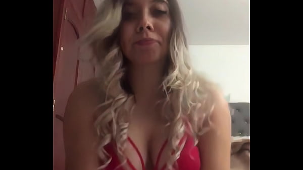 Blonde webcam slut wants to make you hard in her red lingerie
