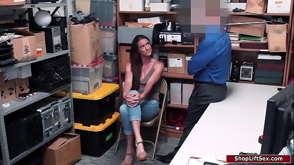 Milf shoplifter makes her way out by fucking the store guard