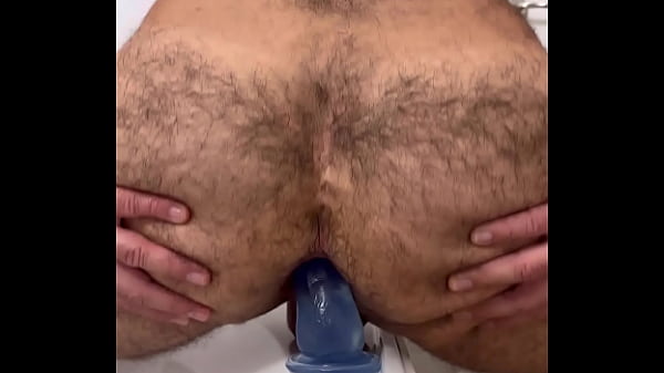 Hairy ass riding new toy  