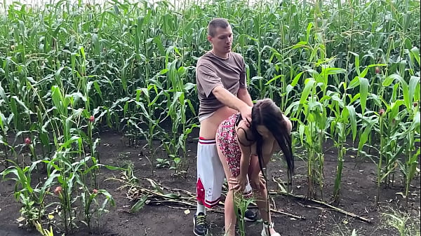 I fucked my horny stepsister in the cornfield during the rain and came on her ass