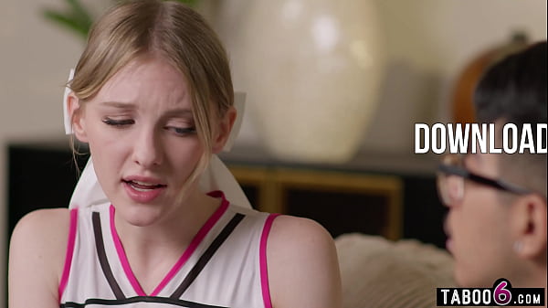 Tiny cheerleader teen fucks her virgin classmate who was very shy at first  