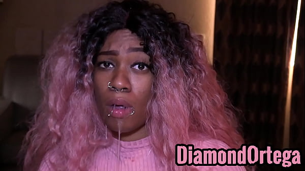 intense wet gagging in cute pink top Diamond Ortega solo pov ebony black oral toys toy blowjob deep slob sloppy wet non-nude