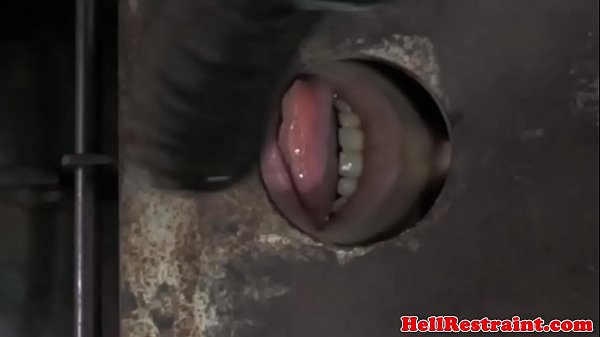 Gagged BDSM milf in a box for her two masters