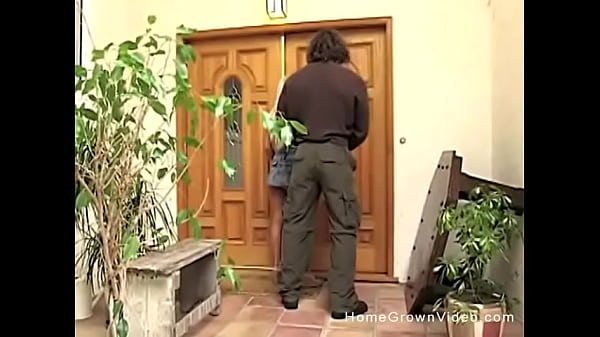 Horny blonde sucks then fucks her boyfriend on the patio