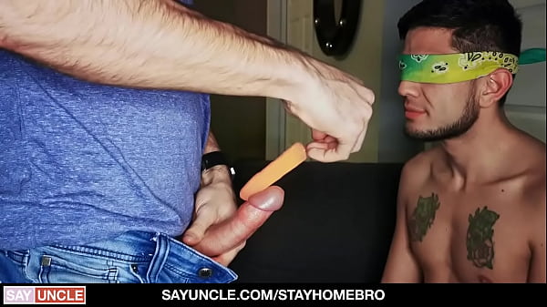 Blindfolded Roommate Gets Cock To Distract Him
