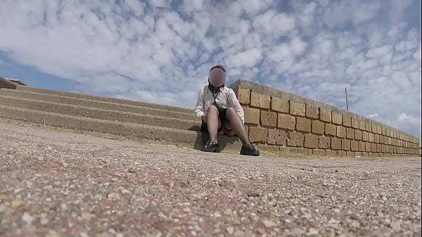 Extreme Pussy Flash! Teacher in Stockings Takes a Risk in Front of School!  