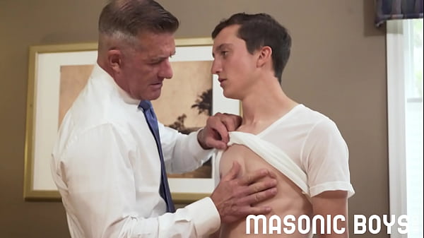 Innocent twink has ass destroyed by hung suited DILF top 