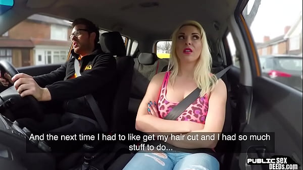 Bigtit english babe riding cock in car during lesson  