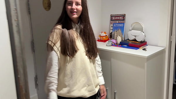 Step Sis Caught Step Brother Jerking Off! - Stepbrother Cum On My Uniform And I Can't Go To Study So Fuck Me Again!