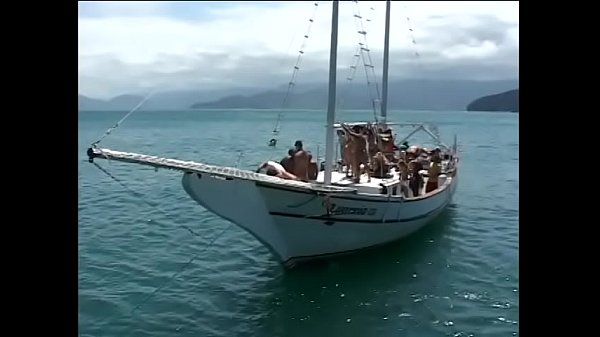 Dirty Latina takes a huge load all over her cute face on the sex boat after  she had been kicked with left foot by horny brown hatter