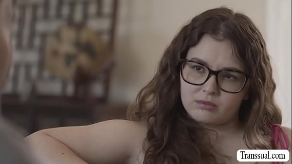 Nerd teen Leana Lovings meets the TS girlfriend of her bestfriend.They start kissing on the couch and she lets her lick her tight pussy first to makes it wet.After that,she sucks her shecock in return and lets her fuck her wet pussy so hard. 