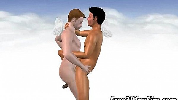 Horny 3D hunk with angel wings gets fucked anally 
