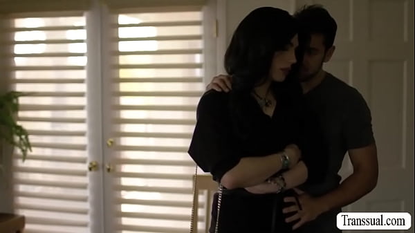 Thin shemale confronted her ex boyfriend for sending their sex video.Instead of getting mad,she throats his dick and lets him bareback her ass.