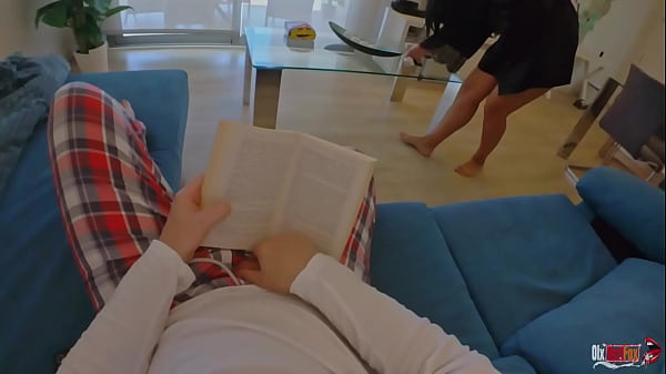 The stepmother accidentally sat on her stepson's penis and couldn't tear herself away from him until he filled her with sperm