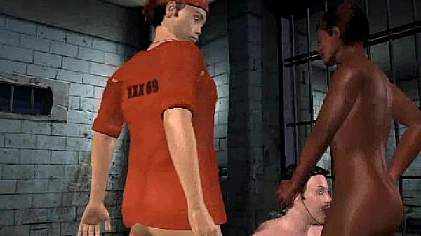 A hot 3D interracial suck and fuck in a jail cell 