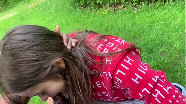 Lesbian best friend sucks dick on the park bench