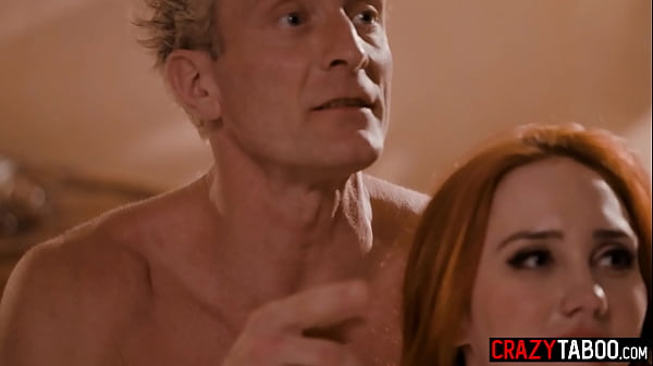 MILF stepmom swallowed big cock and enjoyed it by stepson and husband before rough threesome sex