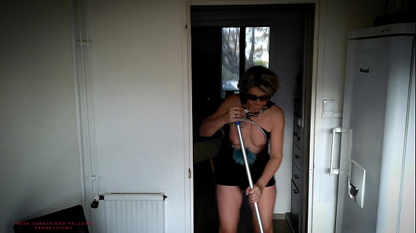 Cougar Mother-In-Law Does Housework In Scantily Clad Clothes In The Presence Of Her Stepson.