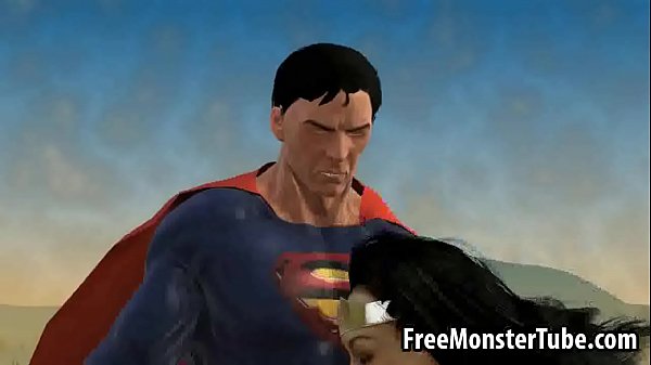 3D Wonder Woman sucking on Superman's hard cock