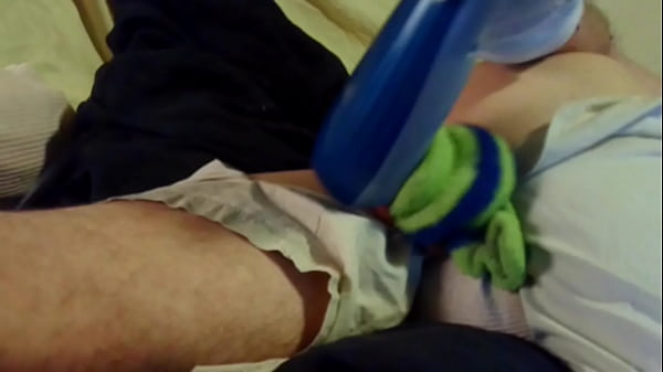 sub slut fucking his boy pussy in shredded shorts  