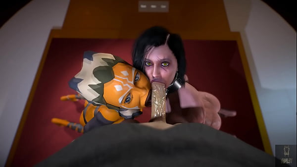 AhsokaTano and Second sister blow  fat cock  