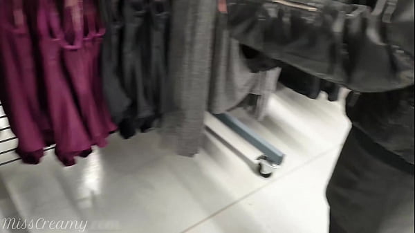 Public flash - I pull out my cock in front of a young teacher in the mall changing room and she helps me cum - it's very risky 4K 