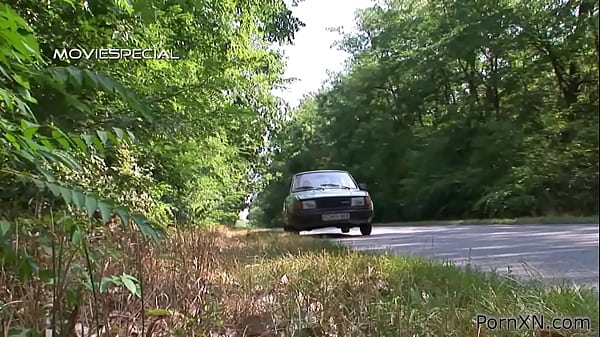 Pink haired chick with natural tits Bianca peeing and getting toyed and plastered with sperm in the woods