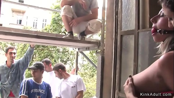 Czech blonde beauty in bondage d. in public streets  