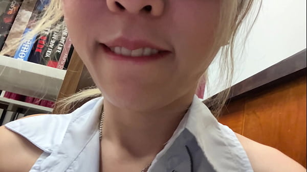 Asian girl masturbates in library while someone reads right next to her (clip)