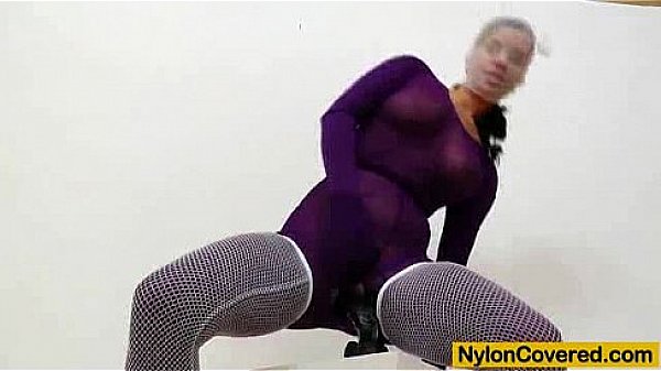 Riding a dildo in pantyhose
