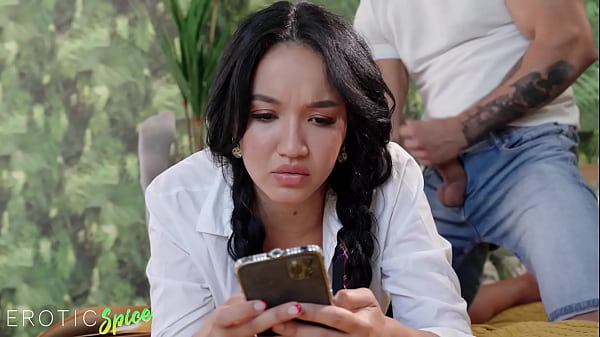 DEVIANTE - Gorgeous Colombian teen Asia Vargas lets spying pervert wank over her ass, finger and fuck her tight pussy while she studies